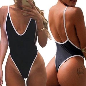 Black & white one piece swimsuit